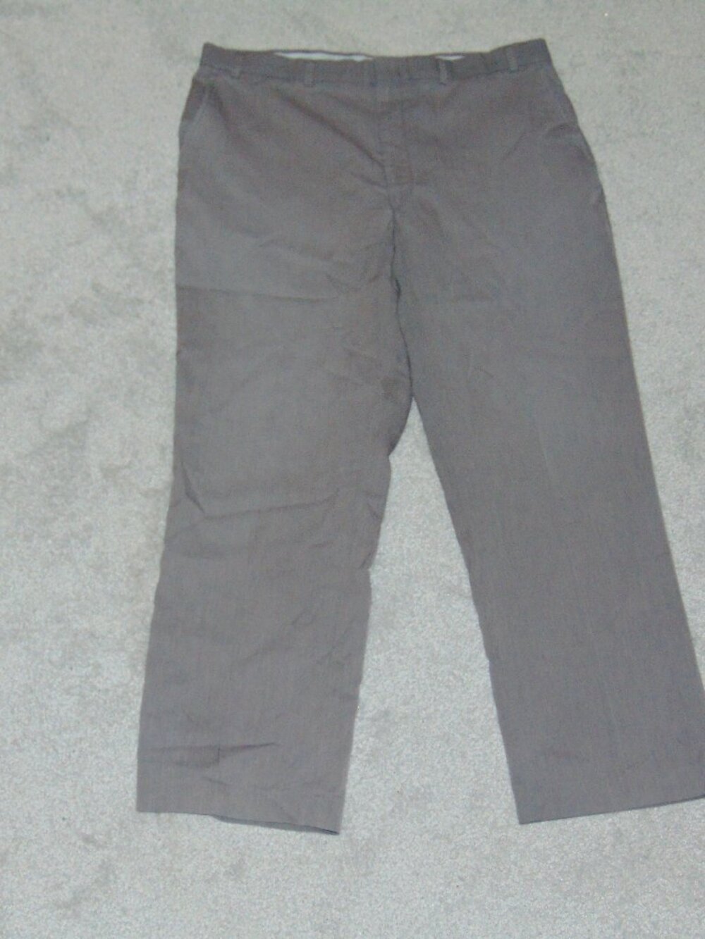 Stafford Traveler Plus Dress Pant Men Size 38X9 Polyester Gray Flat Front